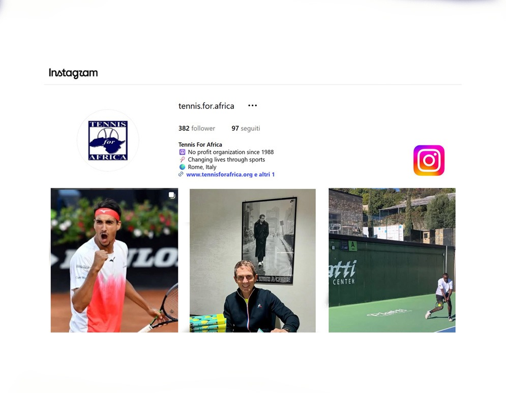 Screenshot del profilo Instagram tennis.for.africa